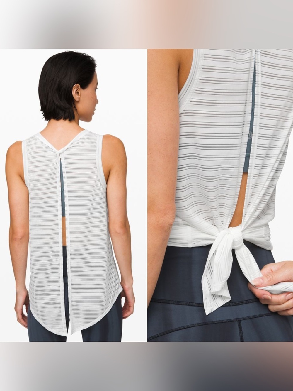 Lululemon Meet Halfway Tank Striped Top Open Back Women’s Size